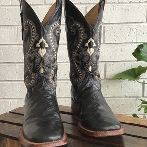 FERRINI Black Alligator Western Cowgirl Boots